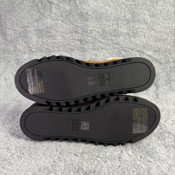 Eileen Fisher Kenille Sport Suede Boot Lace Up Fleece Syrup Brown Women's Size 8 - Picture 6 of 7